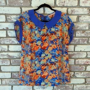 Gibson Latimer Periwinkle Floral Top